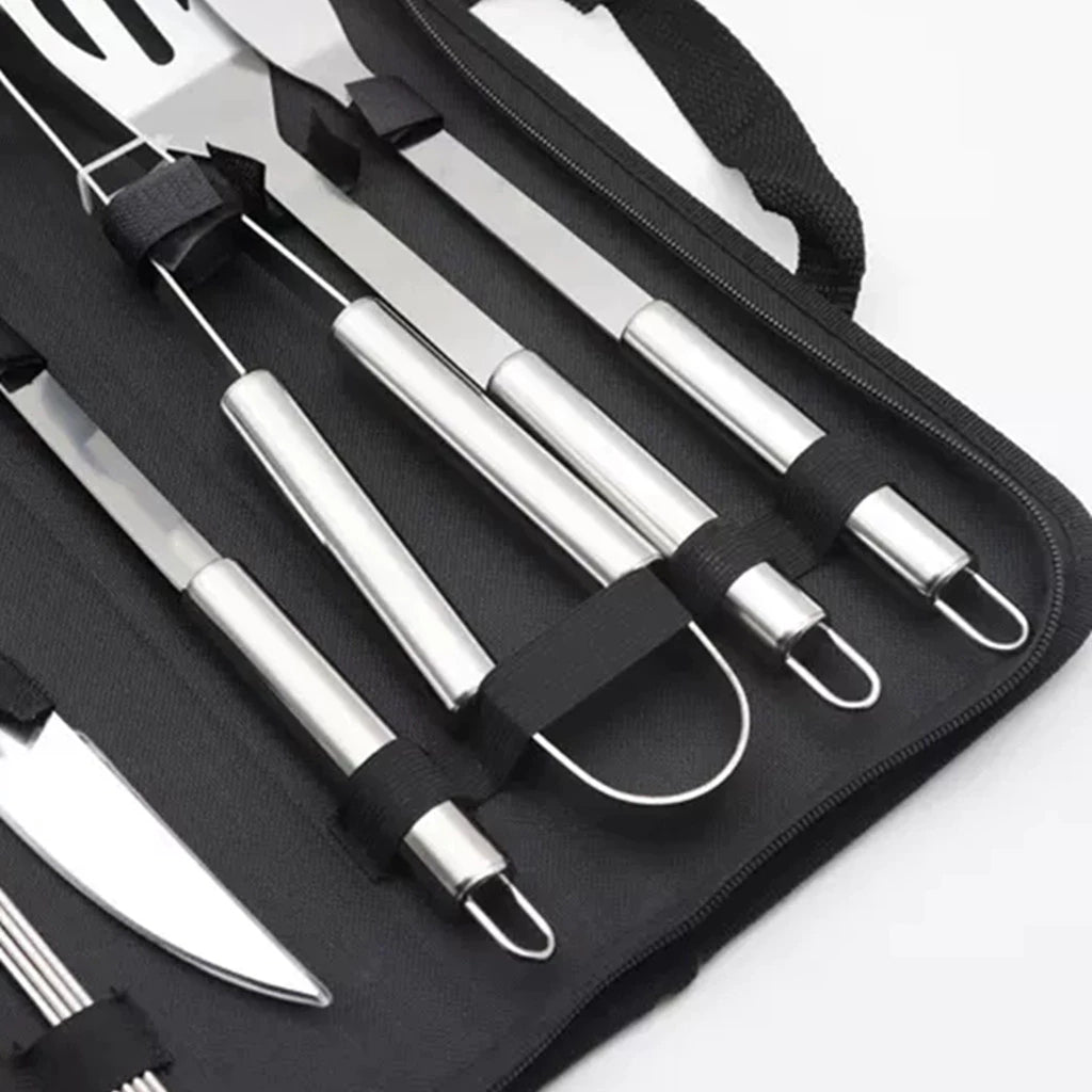 Kit 9 Utensílios Profissionais para Churrasco